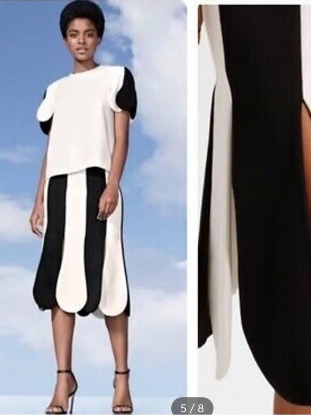 Victoria Beckham Target Cream Short-Sleeve Top with Black Sleeve Panels Xs